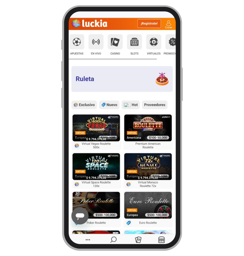 Ruleta virtual. Luckia
