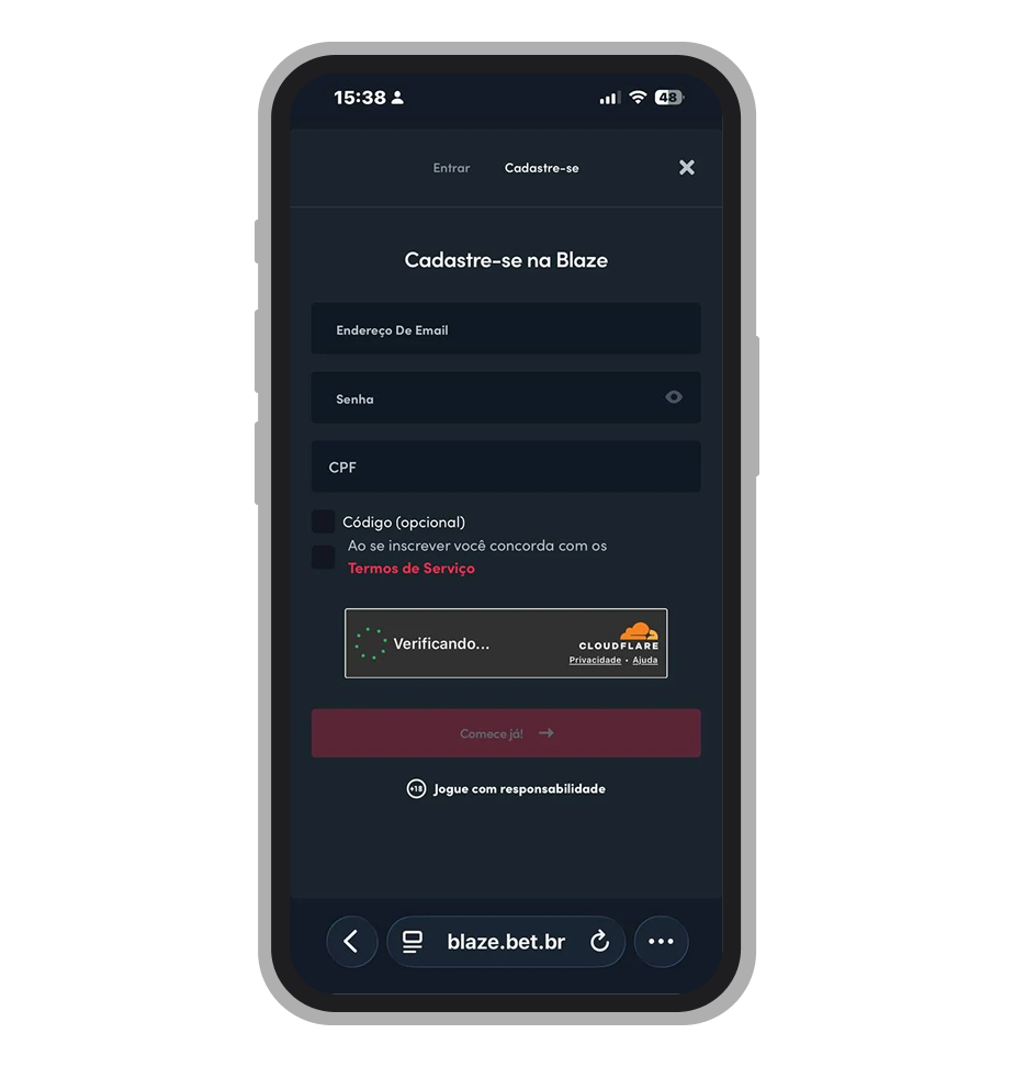 Cadastro no cassino Blaze