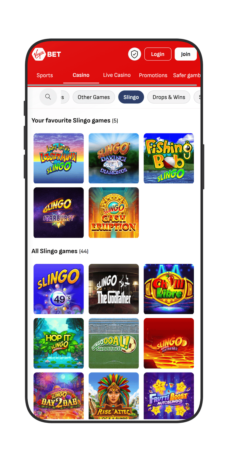 Slingo section at VirginBet Casino