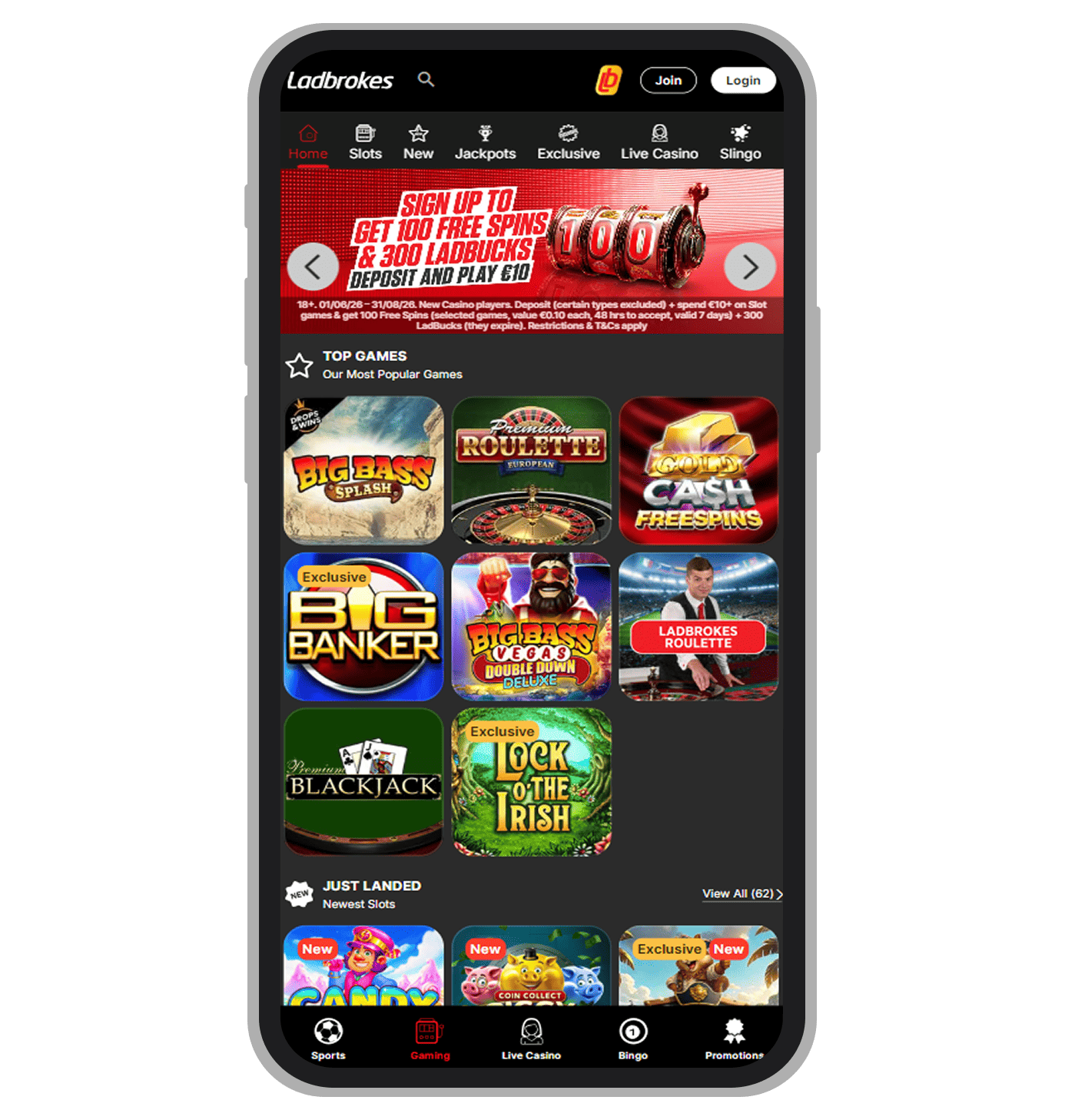 Ladbrokes Casino Homepage