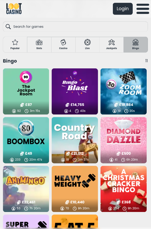 Bingo in Loot Casino