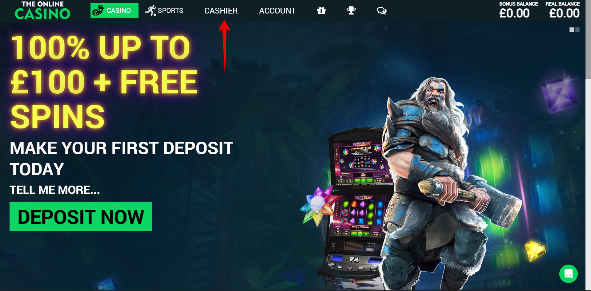 The Online Casino homepage