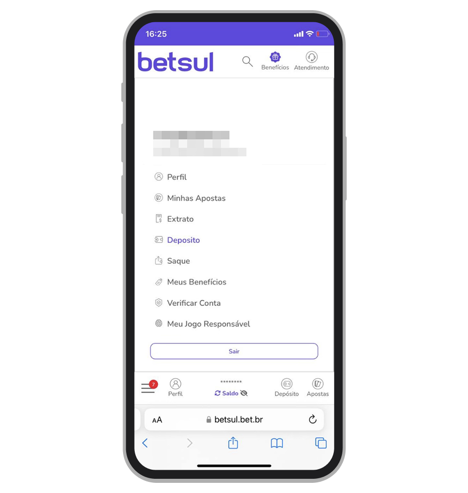 Menu de perfil