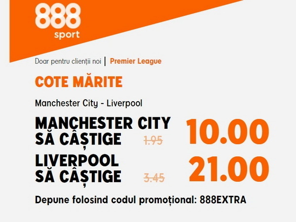 legalbet.ro: Doar la 888 Sport ai cote fabuloase pentru meciul anului din Premier League.