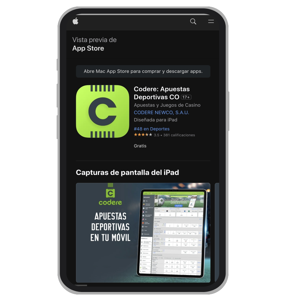 Descargar Codere en iOS