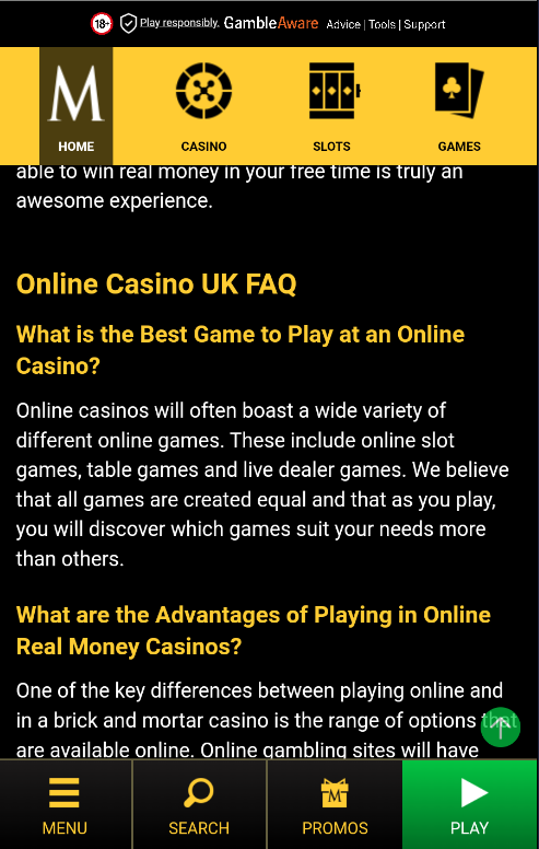 The web version of Mega Casino