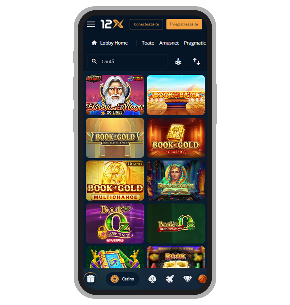 Păcănele cu tematică de cărți la 12xBet