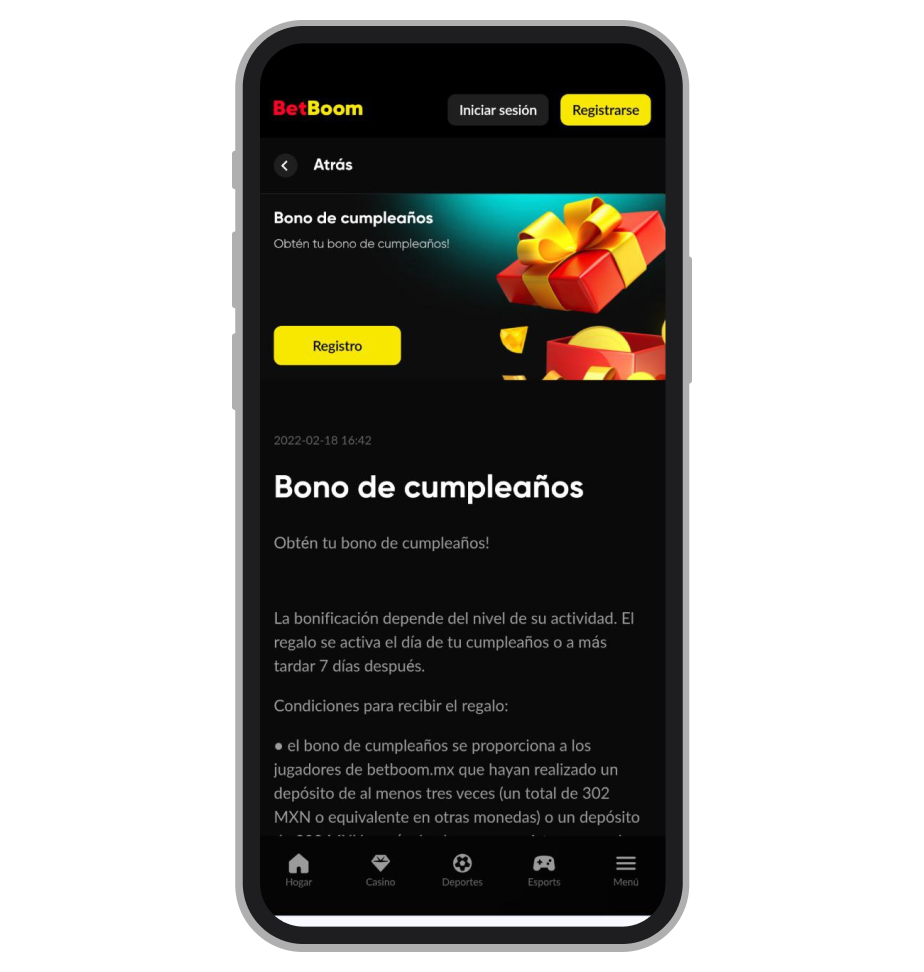 Bono de cumpleaños. BetBoom