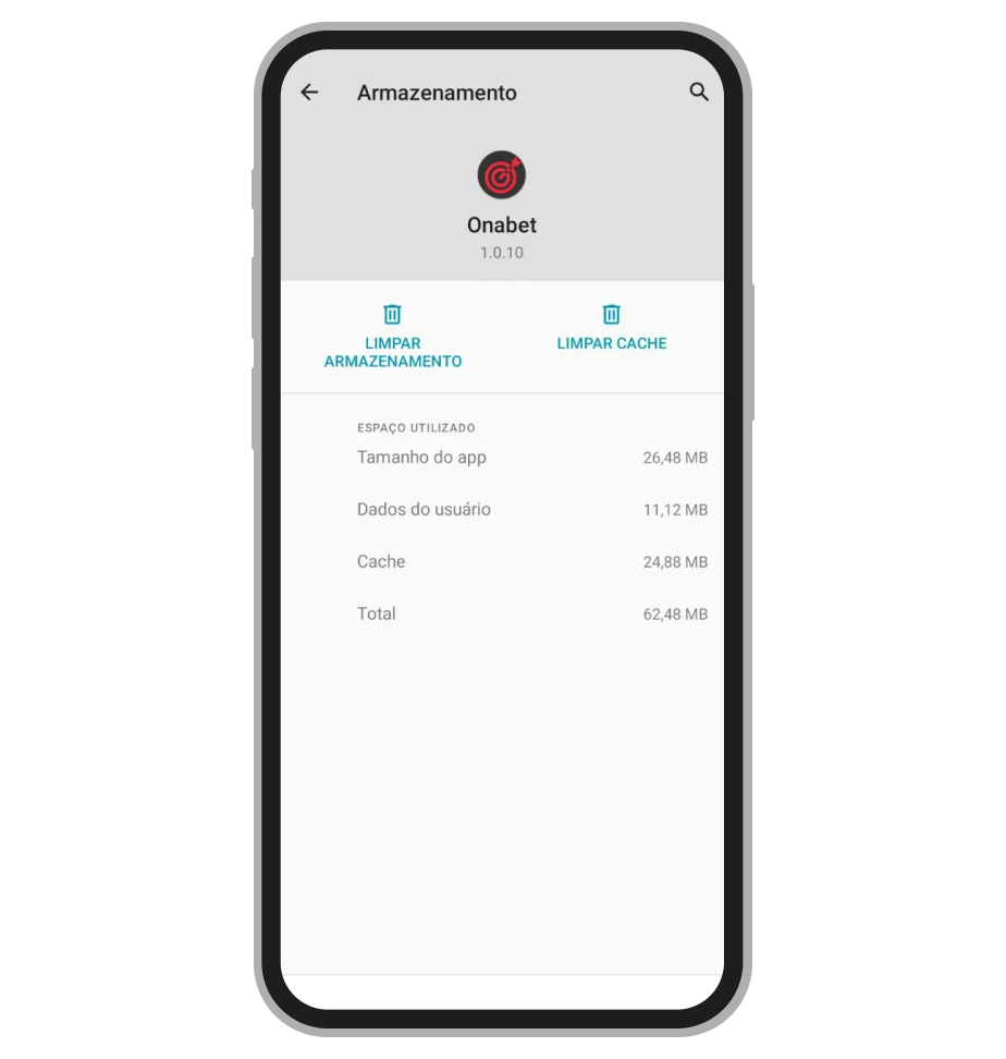 Armazenamento do Android para o app da Onabet