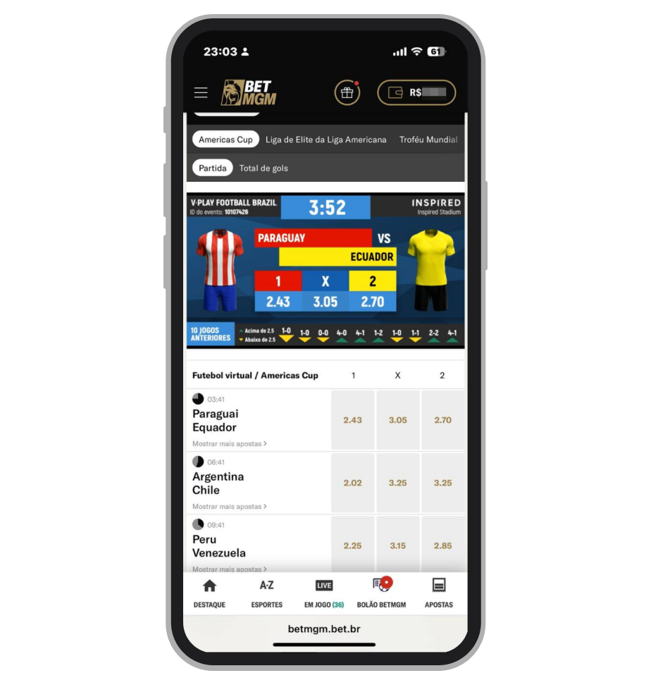 A BetMGM é um dos lideres em futebol virtual