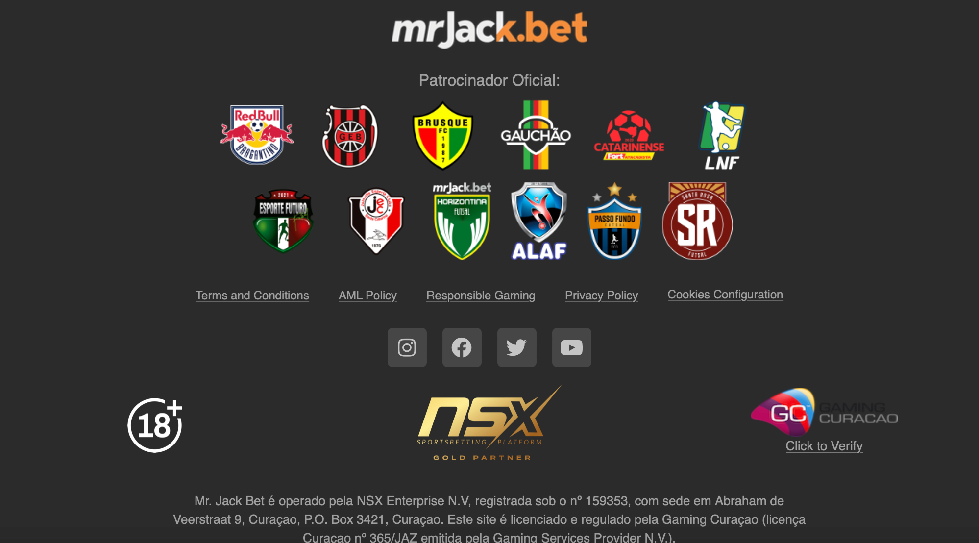 O MrJack Bet é um patrocinador oficial de vários times.