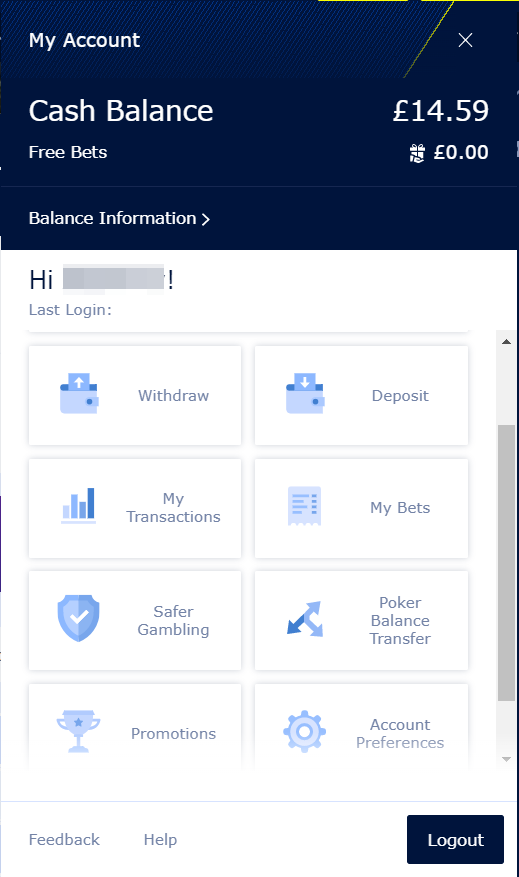 Navigate to the withdrawal section