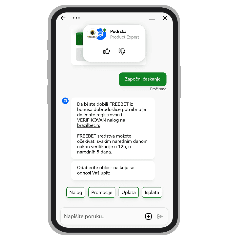 Brazilbet inicijalizacija četa uživo