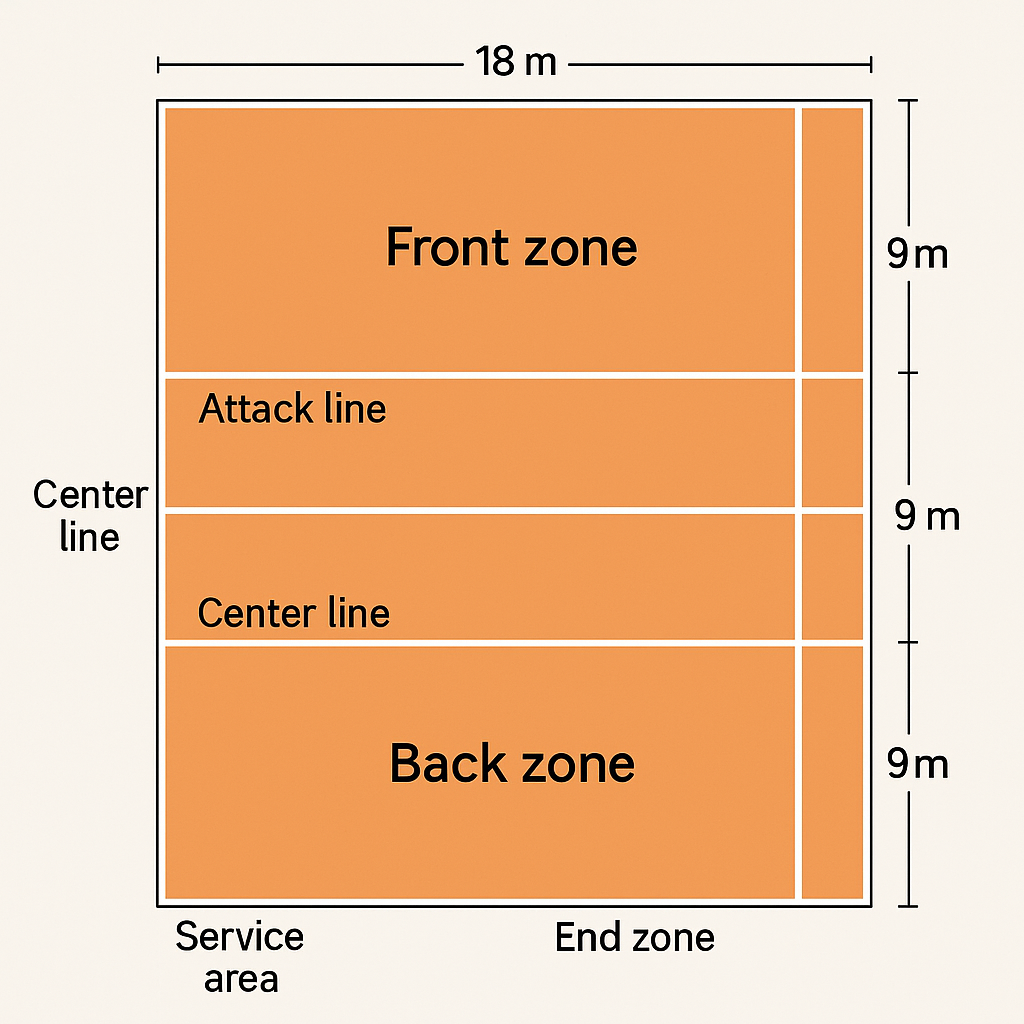 Размеры, установленные FIVB