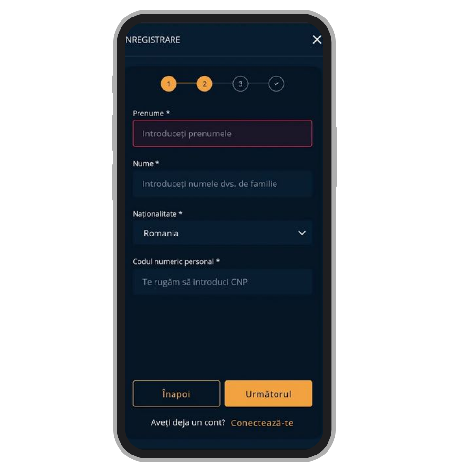 Formular înregistrare (a doua parte)