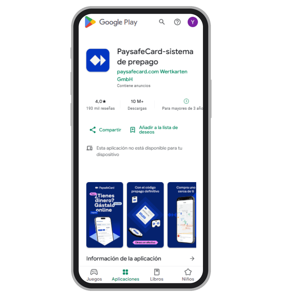 Aplicación de paysafecard en Google Play