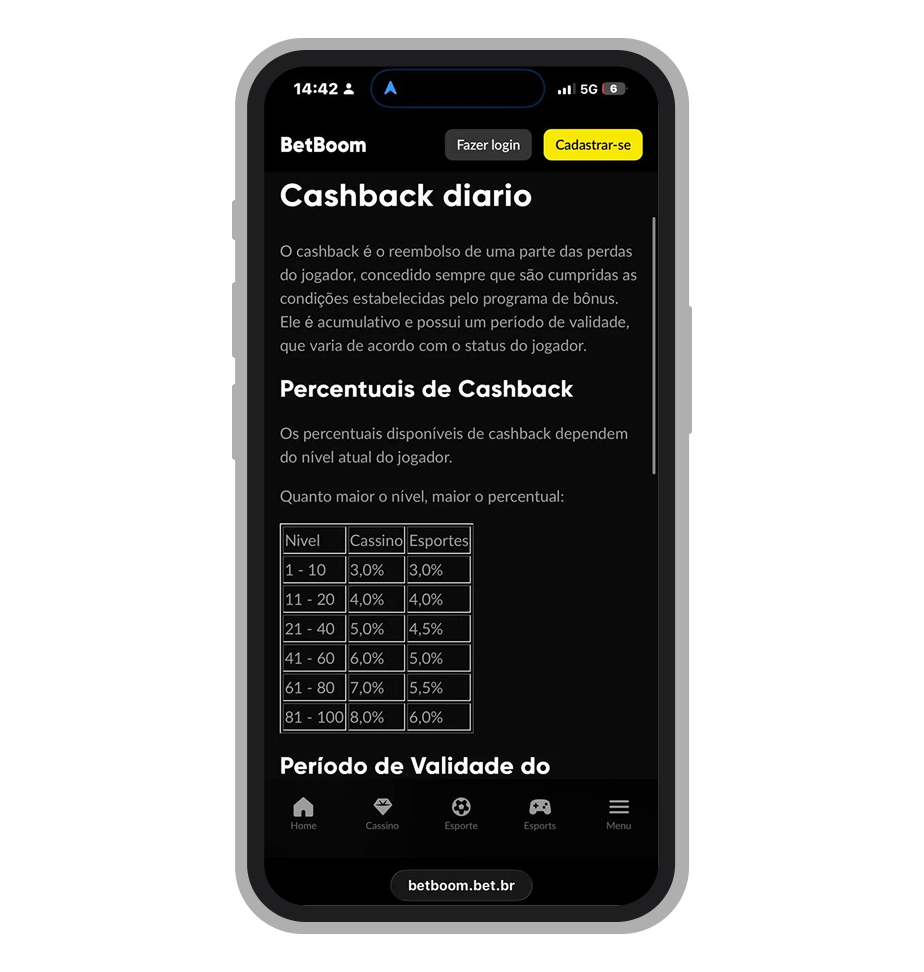 Cashback automático da BetBoom é um dos mais interessantes do mercado