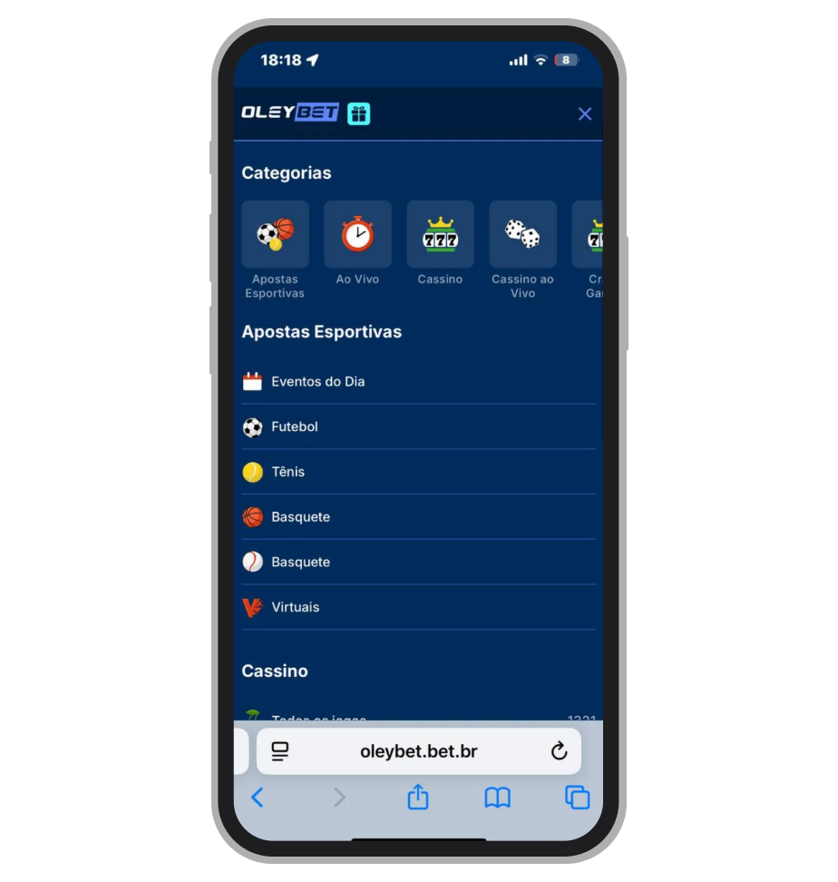 Menu lateral do site