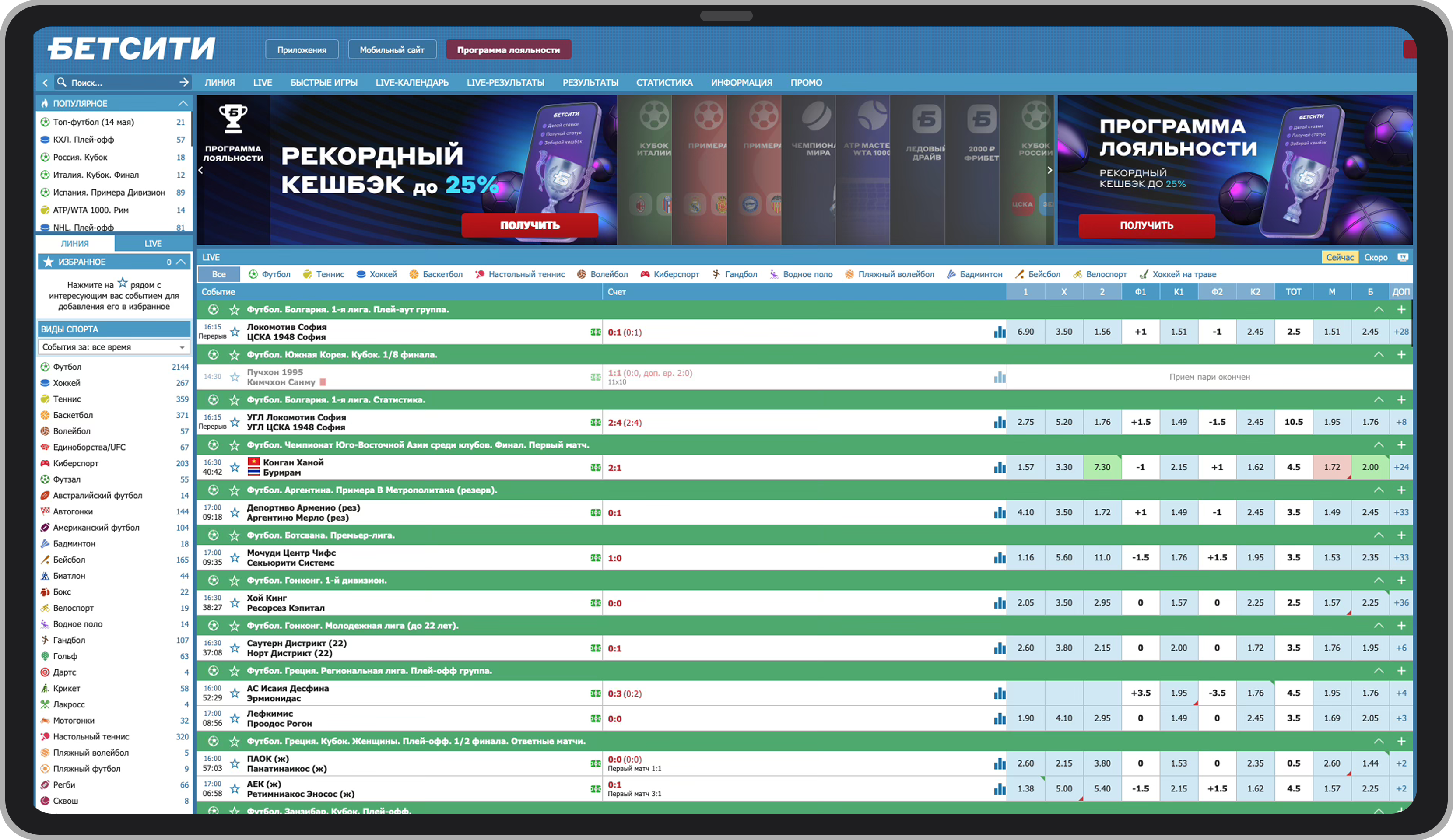 Главная страница Бетсити