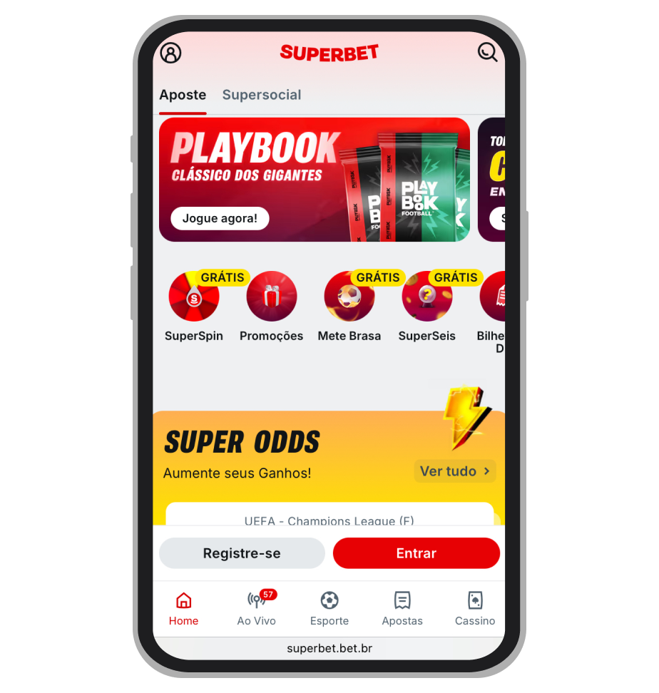 Página inicial com destaques de eventos e promoções na Superbet