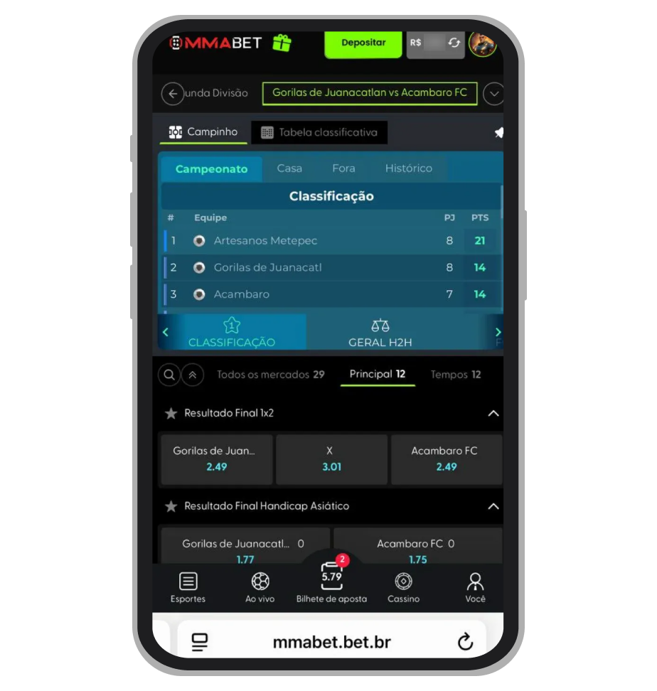 Estatísticas ao vivo 