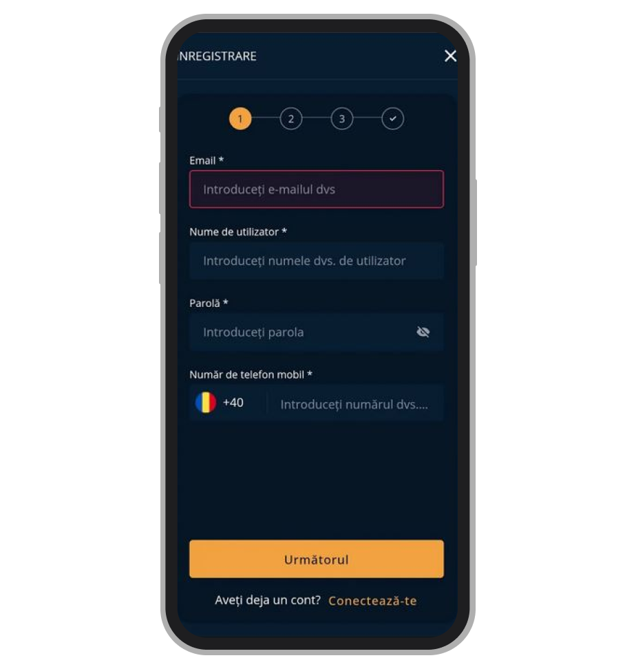 Formular înregistrare (prima parte)
