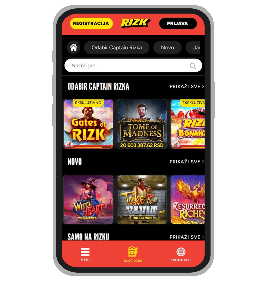 Rizk Kazino slot sekcija