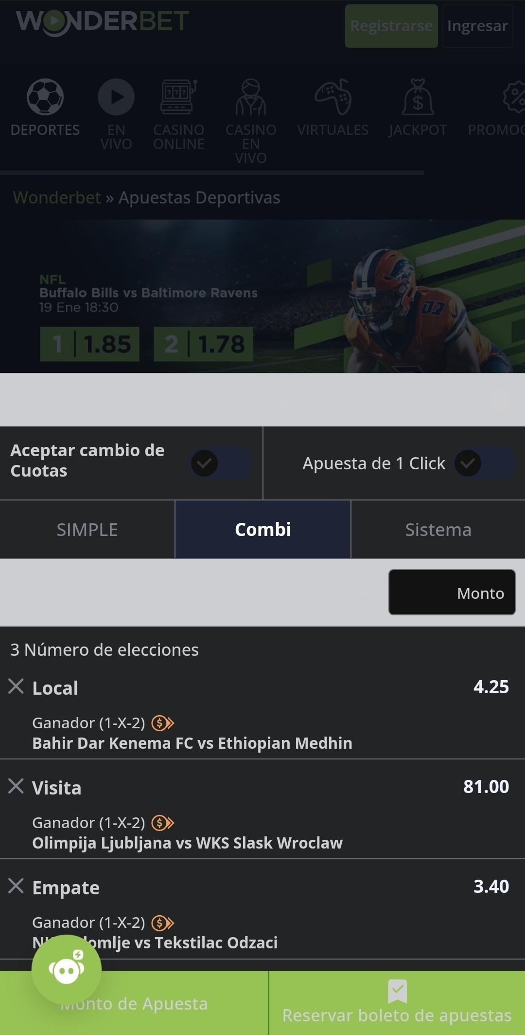 Tu apuesta, Wonderbet móvil