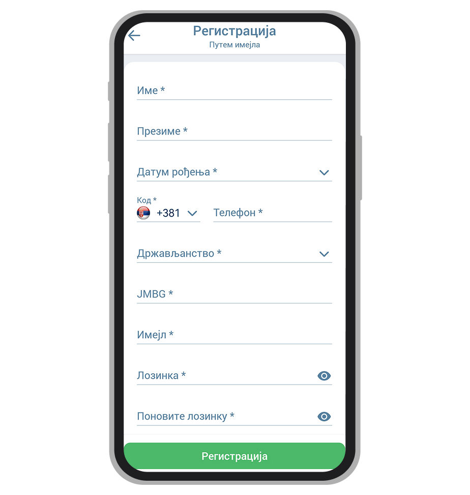 Stranica za registraciju 1xBet