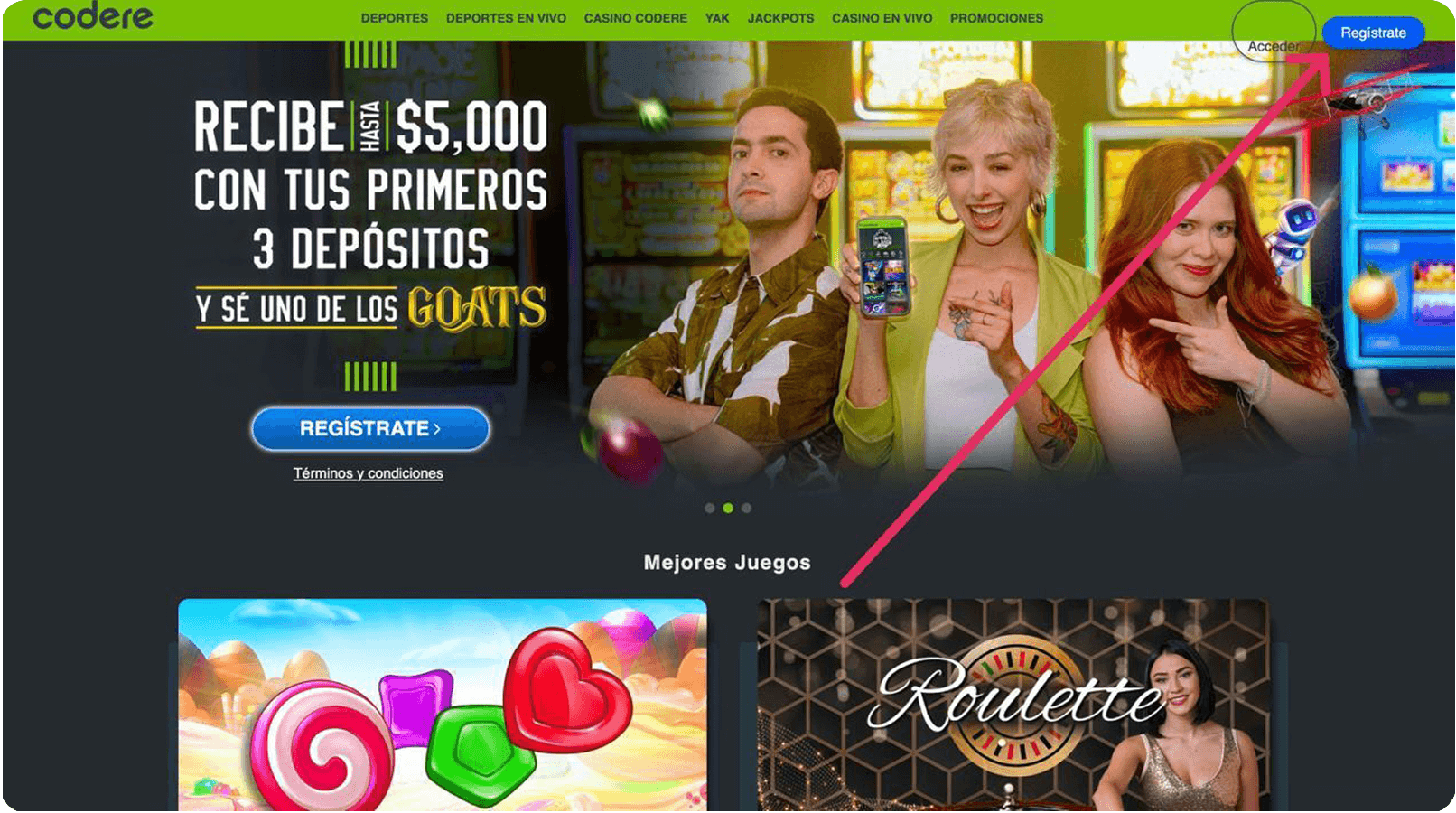 Página principal. Codere