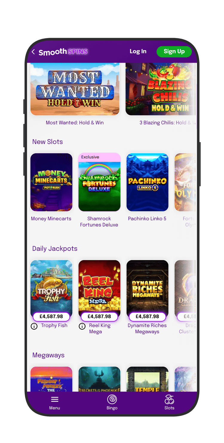 Slots section at Smooth Spins Casino