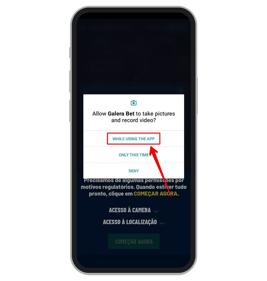 Conceda acesso a câmera 
