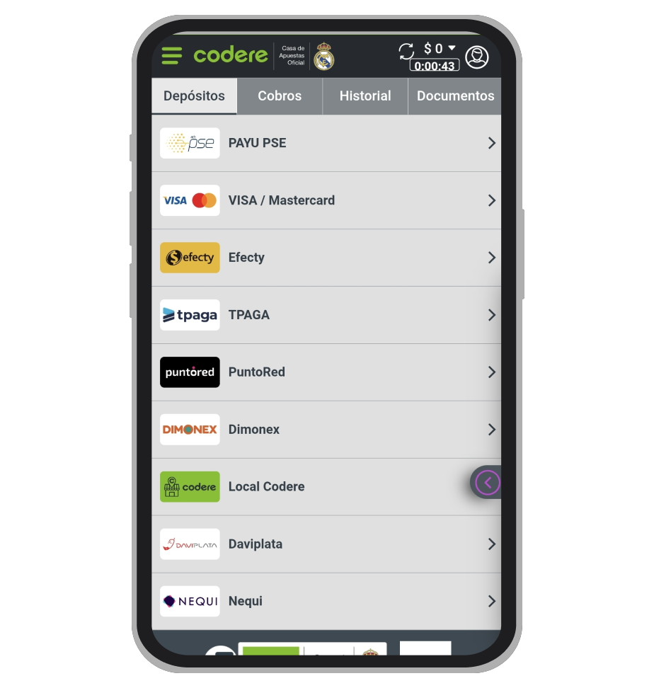 Métodos de depósito Codere