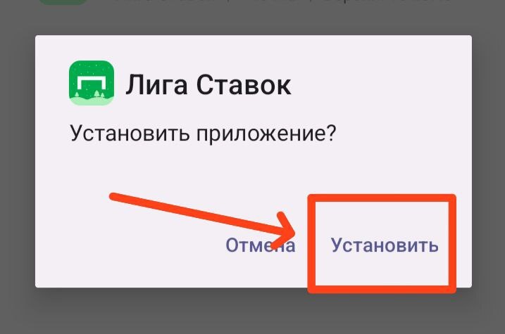 Начало установки приложения на мобильное устройство