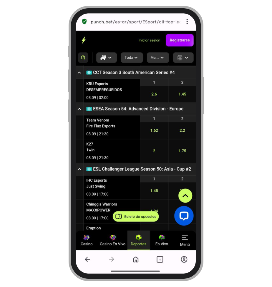 Линия на киберспорт в Punch