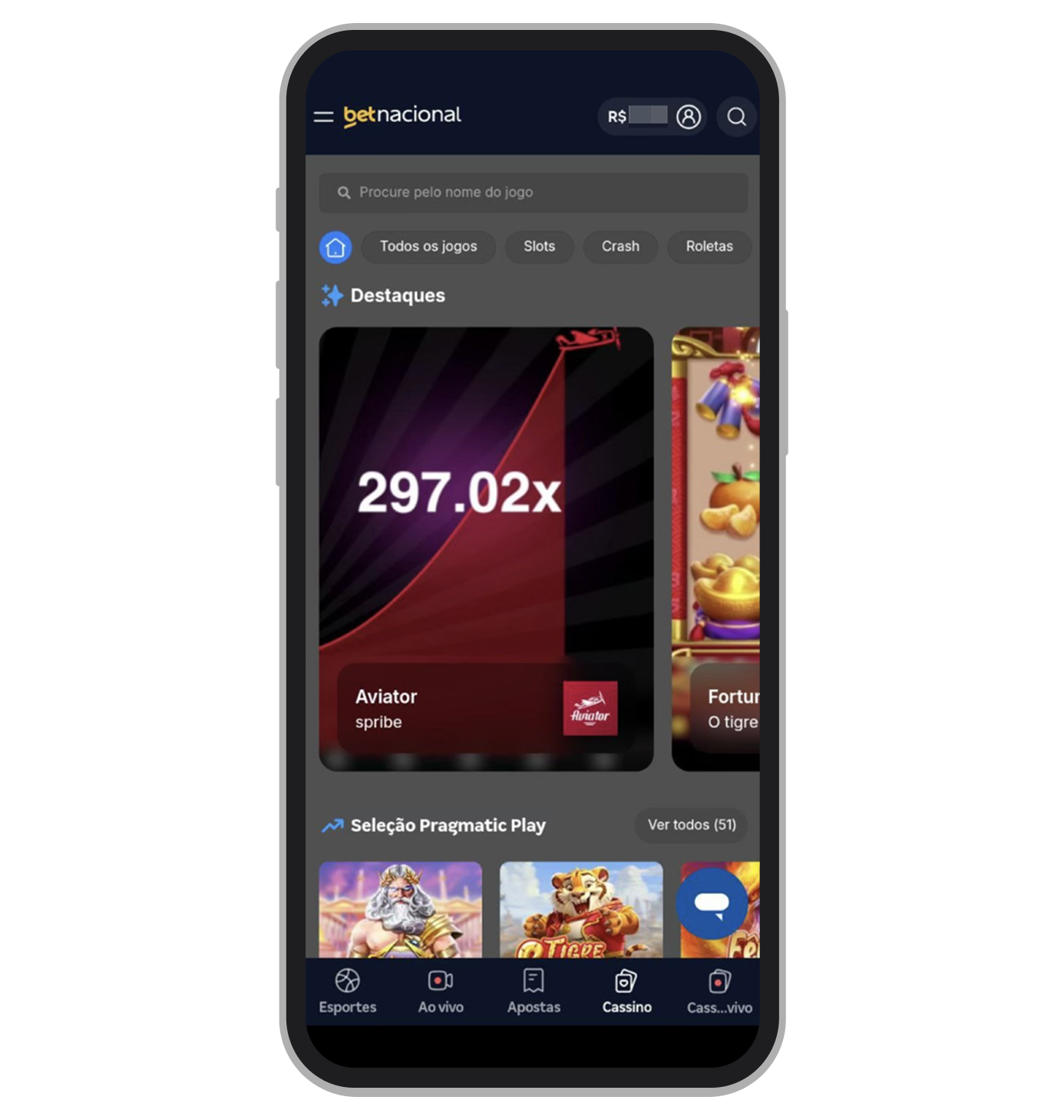 Seção de cassino online