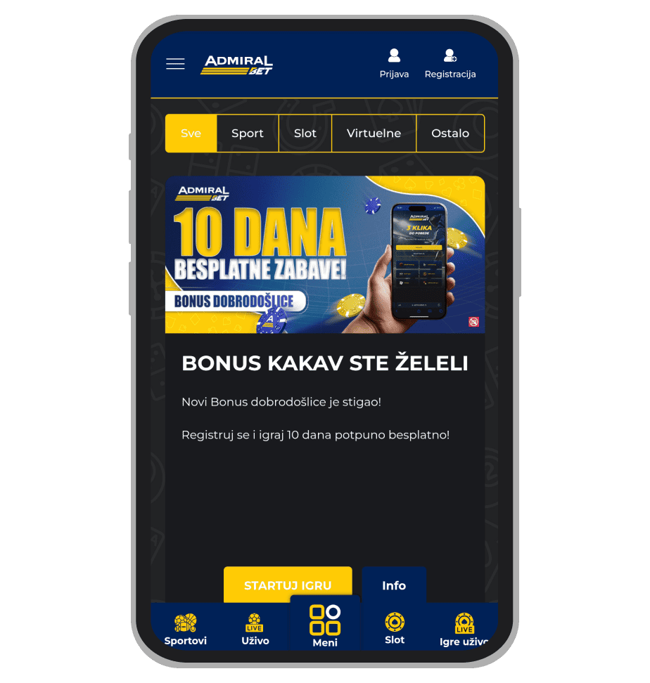 Stranica sa promocijama na AdmiralBet
