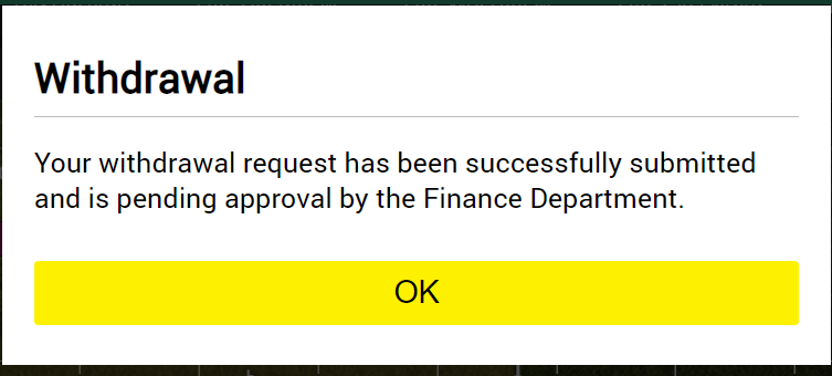 View withdrawal confirmation