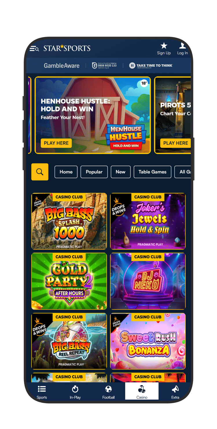 Casino Club slots at Star Sports