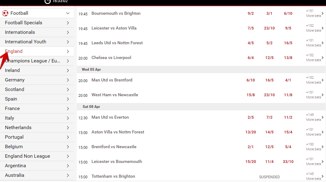 Have a look at the matches