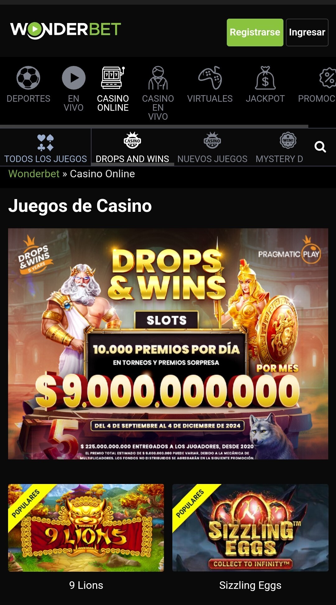 Página casino online