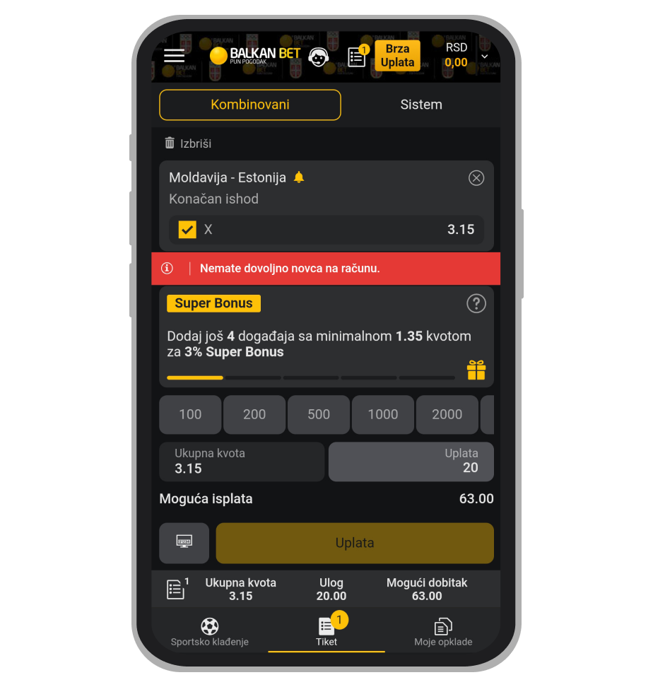 Tiket u BalkanBet-u
