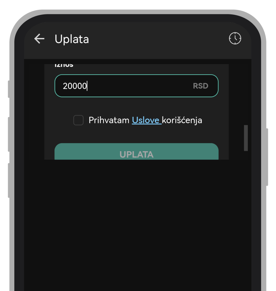 Upisivanje željenog iznosa