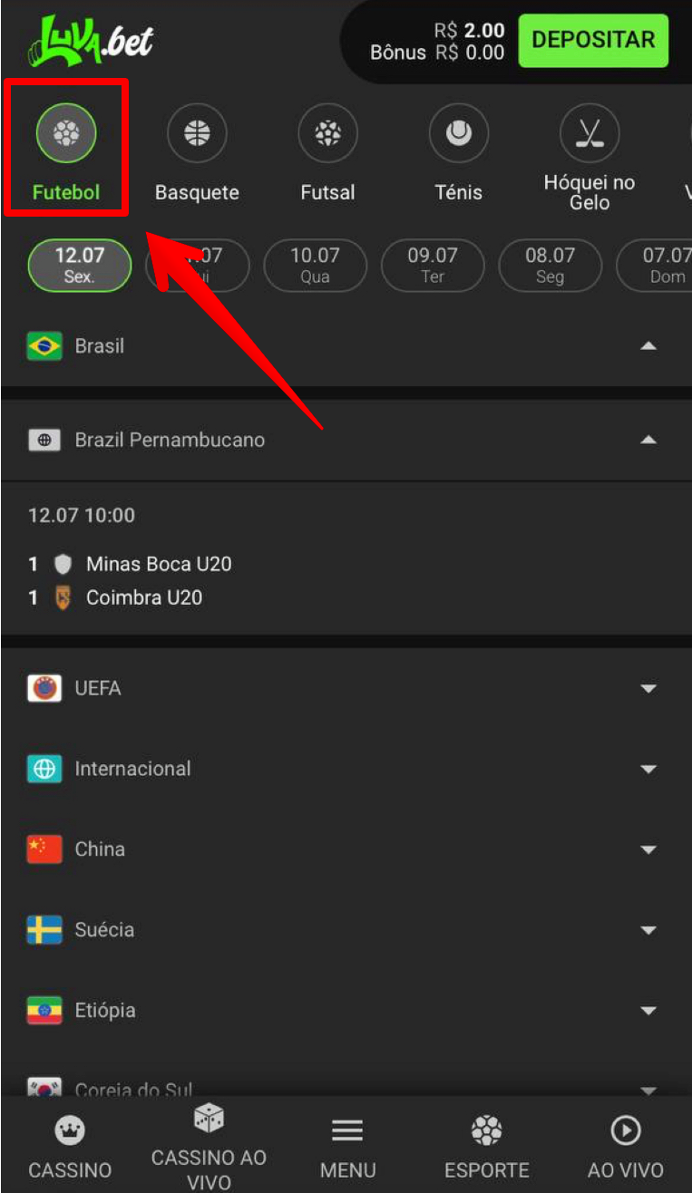 Escolhe um esporte Luvabet em que quer apostar