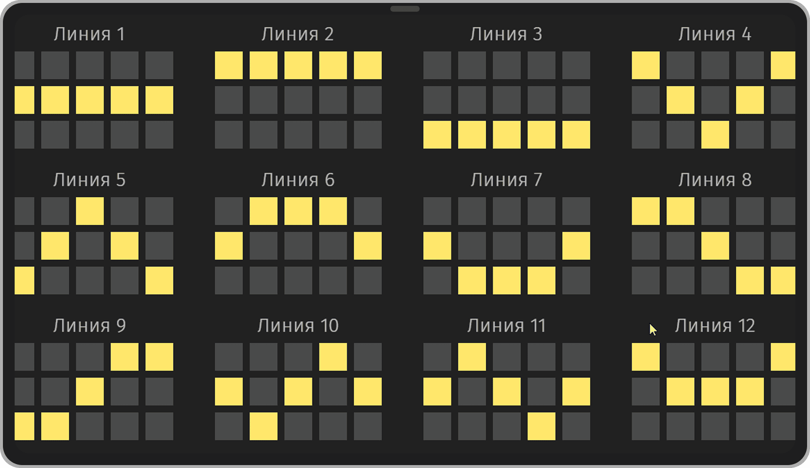 Линии выплат 1-12