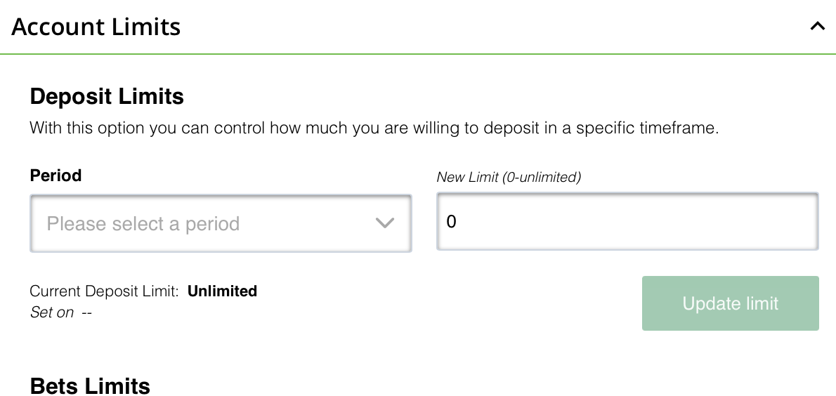 Pick deposit limit 
