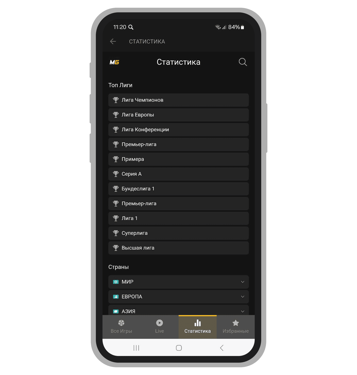 Статистика по лигам