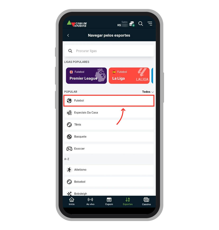 Escolha um dos esportes disponíveis 