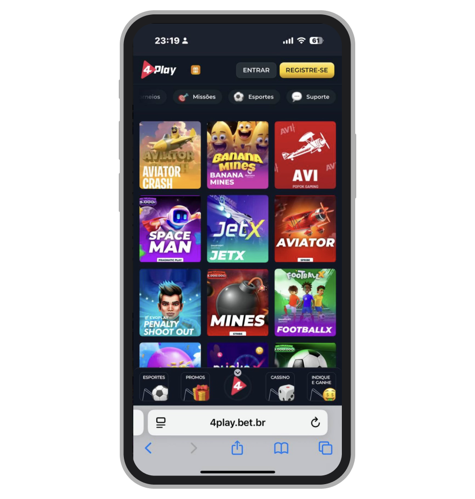 Jogos Crash no site mobile da 4Play.bet