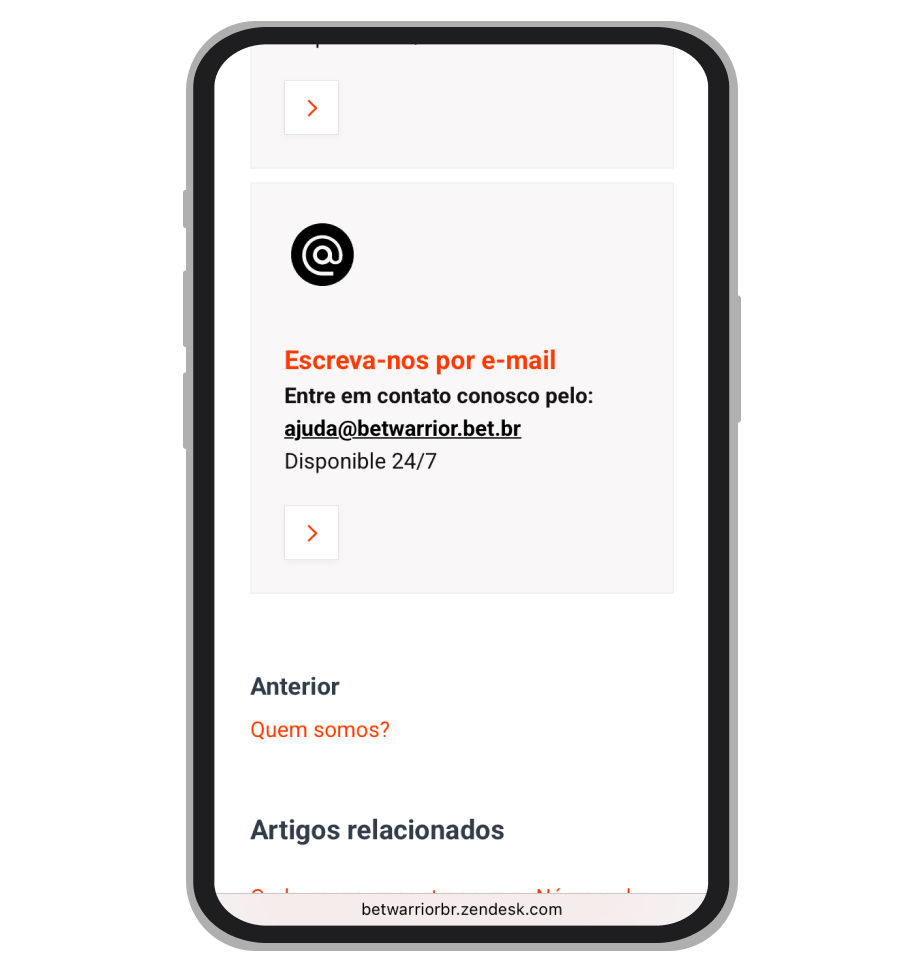 Canal de suporte por e-mail